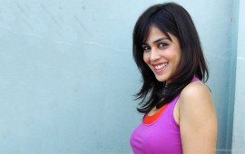 Genelia Dsouza Smiling Side Pose In Purp…