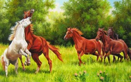 horses painting, wallpapers