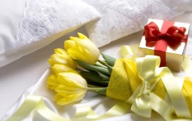 yellow flower and gift, wallpapers